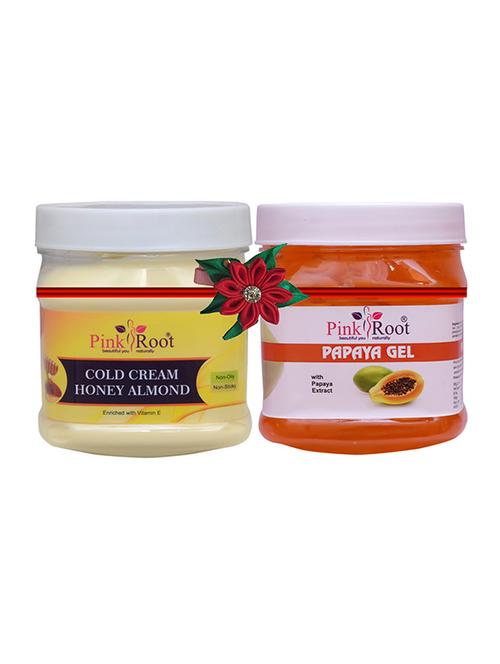 pink root honey almond cold cream 500gm with papaya cream 500gm - 17446257 - Very Small Image - 1