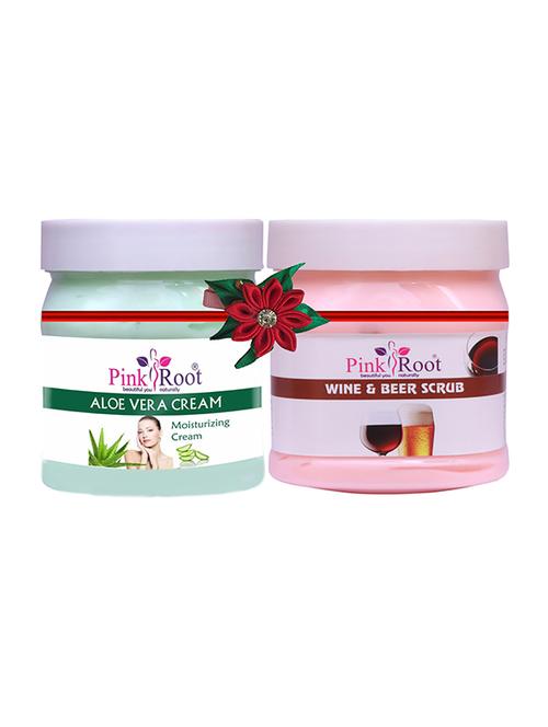 pink root aloe vera cream 500gm with strawberry scrub 500gm - 17446365 - Very Small Image - 1