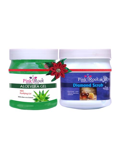 pink root aloe vera gel 500gm with de-tan scrub 500gm - 17446375 - Very Small Image - 1