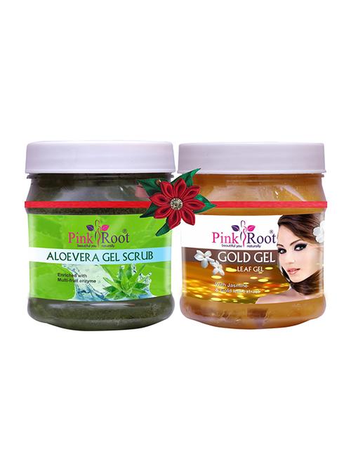pink root aloe vera gel scrub 500gm with gold cream 500gm - 17446392 - Very Small Image - 1