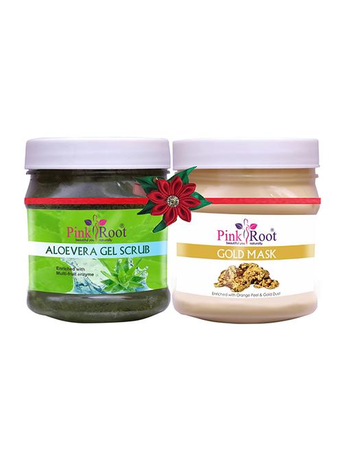 pink root aloe vera gel scrub 500gm with gold gel 500gm - 17446393 - Very Small Image - 1