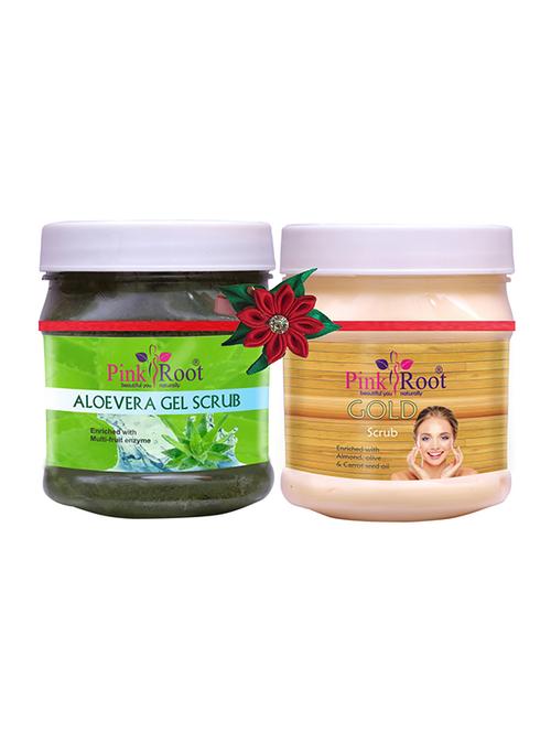 pink root aloe vera gel scrub 500gm with gold mask 500gm - 17446394 - Very Small Image - 1