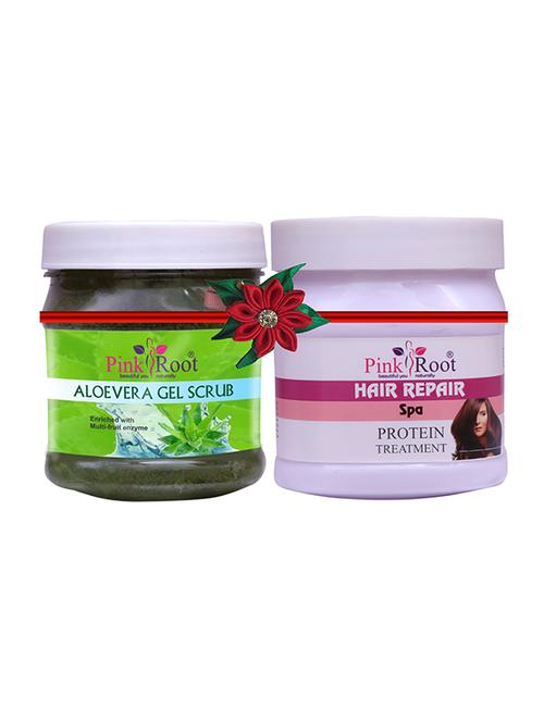 pink root aloe vera gel scrub 500gm with green lemon scrub 500gm - 17446423 - Very Small Image - 1
