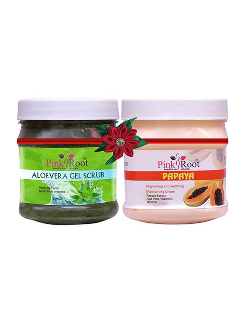 pink root aloe vera gel scrub 500gm with orange scrub 500gm - 17446430 - Very Small Image - 1