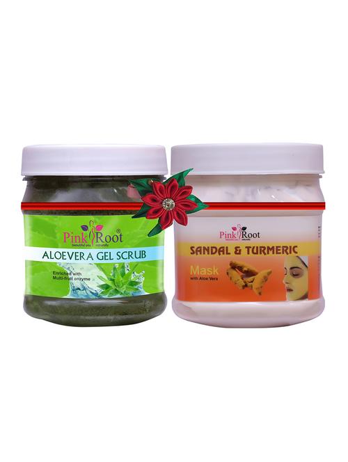 pink root aloe vera gel scrub 500gm with saffron scrub 500gm - 17446438 - Very Small Image - 1