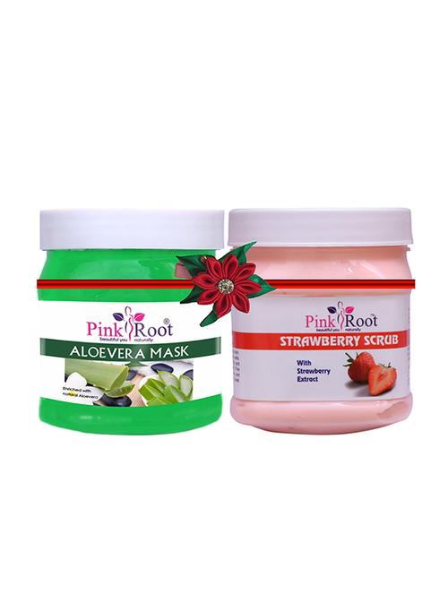 pink root aloe vera mask 500gm with saffron scrub 500gm - 17446463 - Very Small Image - 1