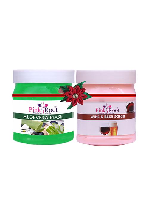 pink root aloe vera mask 500gm with strawberry scrub 500gm - 17446464 - Very Small Image - 1