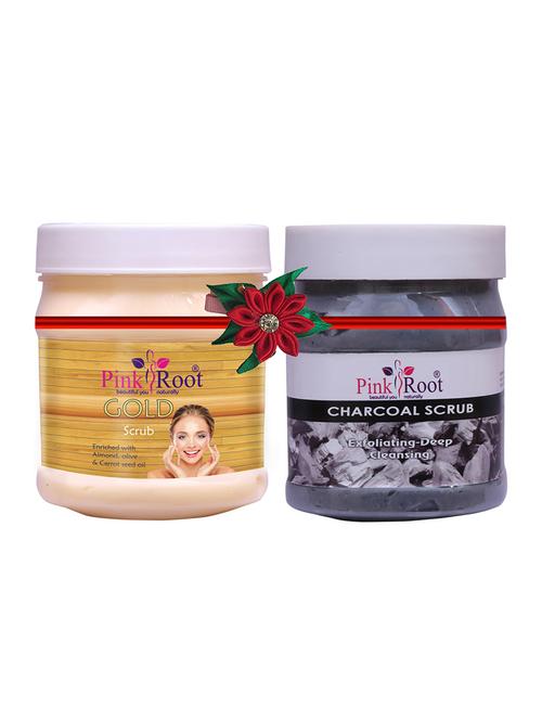 pink root gold scrub 500gm with charcoal mask 500gm - 17446640 - Very Small Image - 1