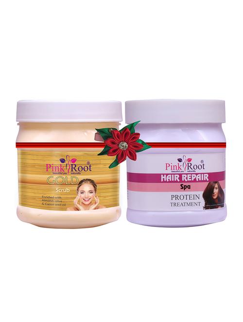 pink root gold scrub 500gm with green lemon scrub 500gm - 17446661 - Very Small Image - 1
