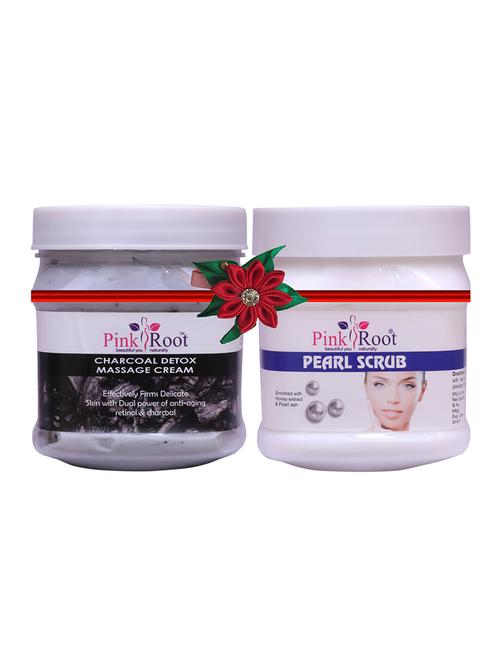 pack of 2 pink root charcoal cream 500gm with orange scrub 500gm - 17446824 - Very Small Image - 1