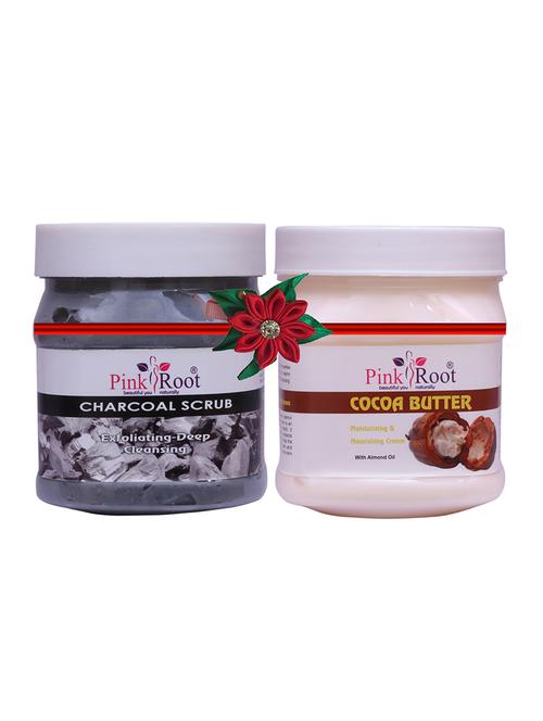 pack of 2 pink root charcoal scrub 500gm with cocoa butter cold cream 500gm - 17446860 - Very Small Image - 1