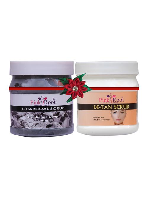 pack of 2 pink root charcoal scrub 500gm with de-tan mask 500gm - 17446865 - Very Small Image - 1