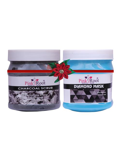 pack of 2 pink root charcoal scrub 500gm with diamond gel 500gm - 17446868 - Very Small Image - 1