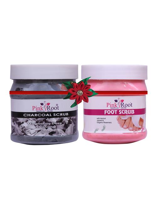 pack of 2 pink root charcoal scrub 500gm with diamond scrub 500gm - 17446870 - Very Small Image - 1