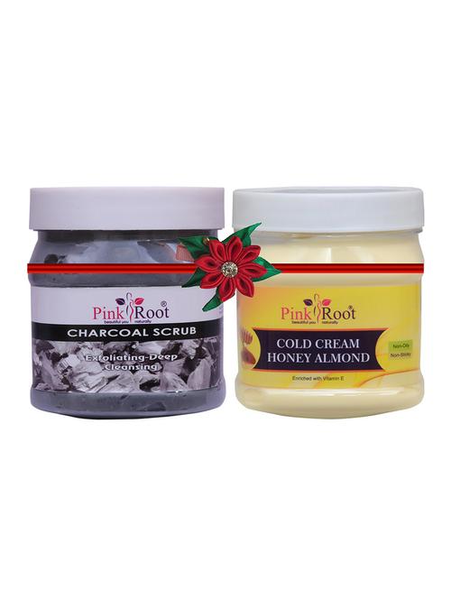 pack of 2 pink root charcoal scrub 500gm with herbal massage cream 500gm - 17446880 - Very Small Image - 1