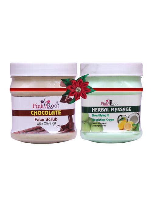 pack of 2 pink root chocolate scrub 500gm with hair repair spa cream 500gm - 17446921 - Very Small Image - 1