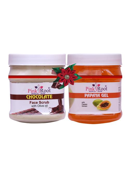 pack of 2 pink root chocolate scrub 500gm with papaya cream 500gm - 17446928 - Very Small Image - 1