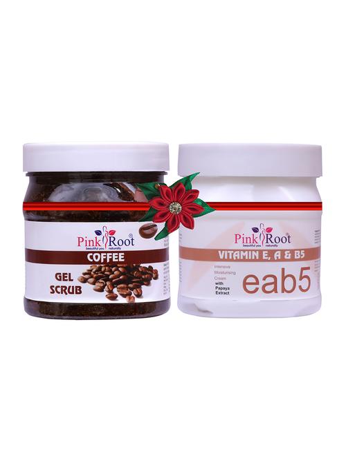 pack of 2 pink root coffee gel scrub 500gm with tea tree mud mask 500gm - 17447004 - Very Small Image - 1