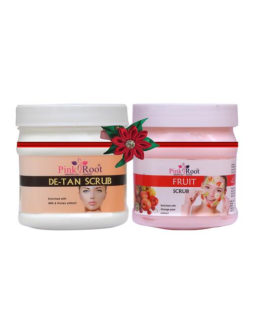 pack of 2 pink root de-tan scrub 500gm with fruit mask 500gm - 17447053 - Very Small Image - 1