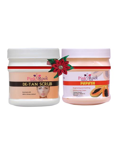 pack of 2 pink root de-tan scrub 500gm with orange scrub 500gm - 17447063 - Very Small Image - 1