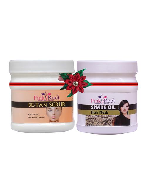 pink root de-tan scrub 500gm with sandal turmeric mask 500gm - 17447072 - Very Small Image - 1