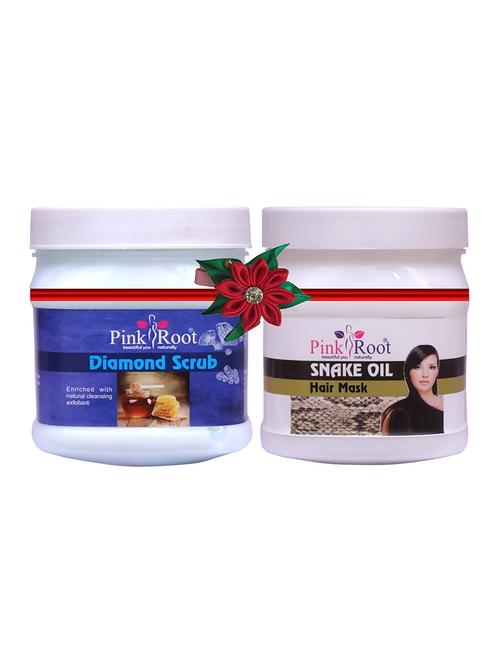pink root diamond scrub 500gm with sandal turmeric mask 500gm - 17447139 - Very Small Image - 1