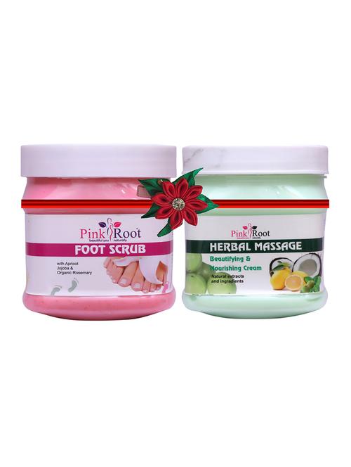 pink root foot scrub 500gm with hair repair spa cream 500gm - 17447154 - Very Small Image - 1