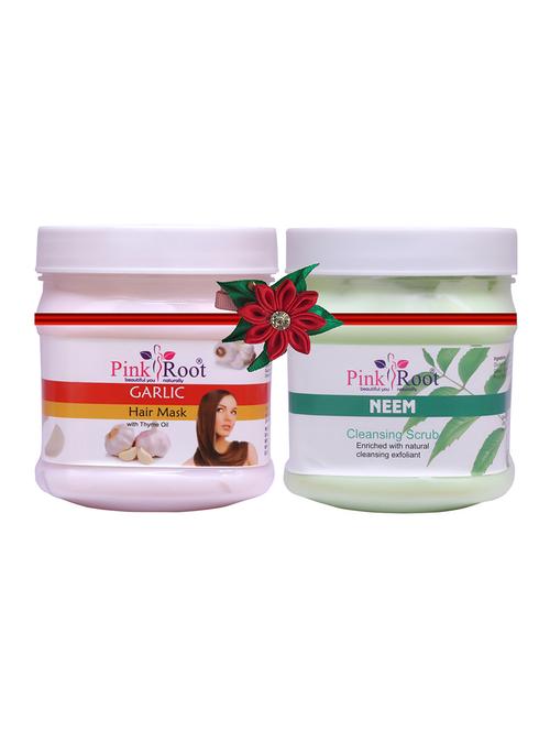 pink root garlic hair mask 500gm with mint scrub 500gm - 17447239 - Very Small Image - 1