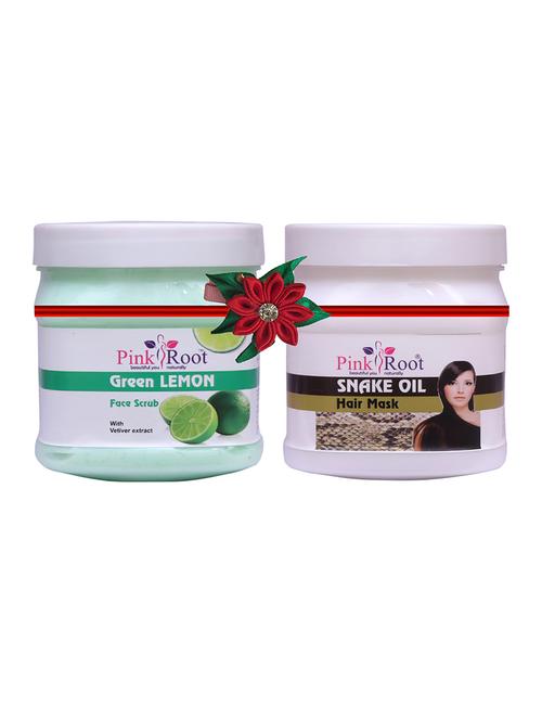 pink root green lemon scrub 500gm with sandal turmeric mask 500gm - 17447261 - Very Small Image - 1