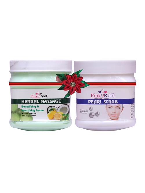 pink root herbal massage cream 500gm with orange scrub 500gm - 17447278 - Very Small Image - 1