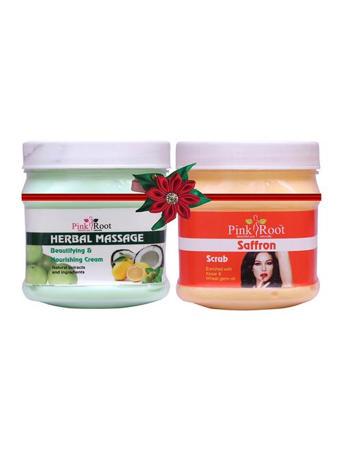 pink root herbal massage cream 500gm with pearl scrub 500gm - 17447279 - Very Small Image - 1