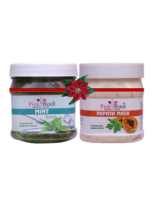 pink root mint scrub 500gm with papaya gel 500gm - 17447294 - Very Small Image - 1