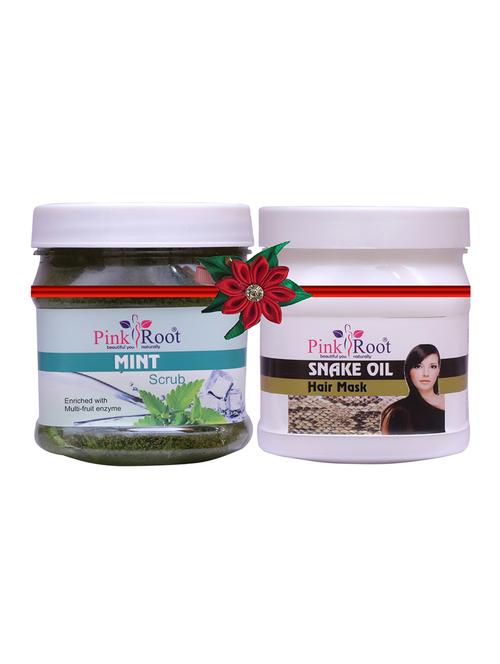 pink root mint scrub 500gm with sandal turmeric mask 500gm - 17447301 - Very Small Image - 1