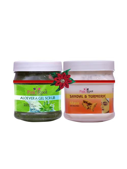 pink root aloe vera gel scrub 500gm with saffron scrub 500gm - 17447313 - Very Small Image - 1