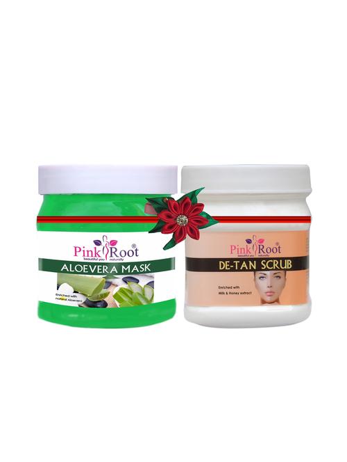 pink root aloe vera mask 500gm with coffee gel scrub 500gm - 17447341 - Very Small Image - 1