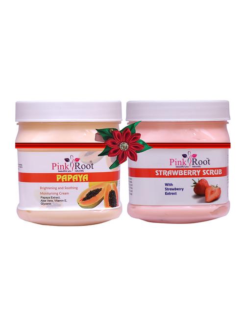 pink root papaya cream 500gm with saffron scrub 500gm - 17447403 - Very Small Image - 1