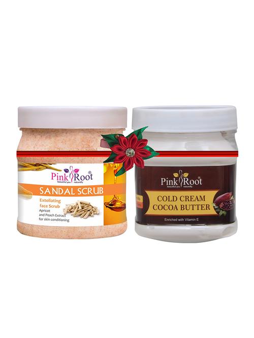 pink root sandal scrub 500gm with chocolate scrub 500gm - 17447563 - Very Small Image - 1