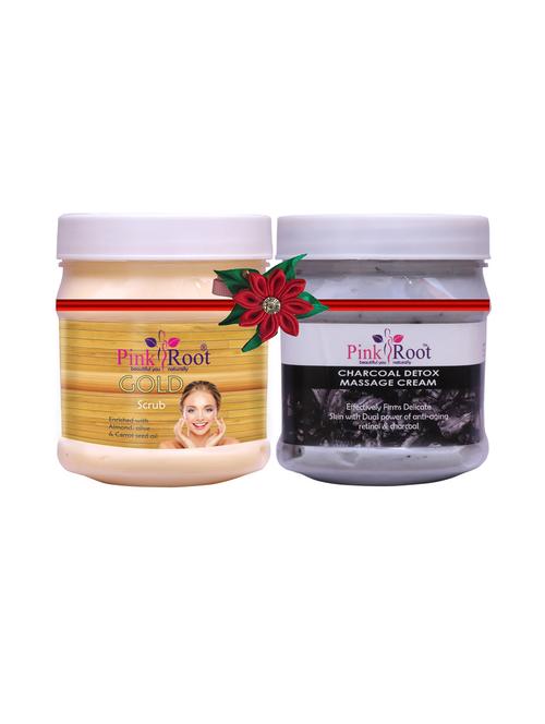 pink root gold scrub 500gm with body massage cream 500gm - 17447669 - Very Small Image - 1