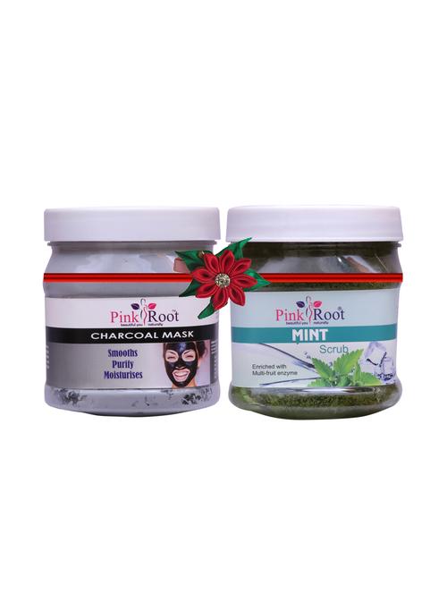 pink root charcoal mask 500gm with green lemon scrub 500gm - 17447883 - Very Small Image - 1
