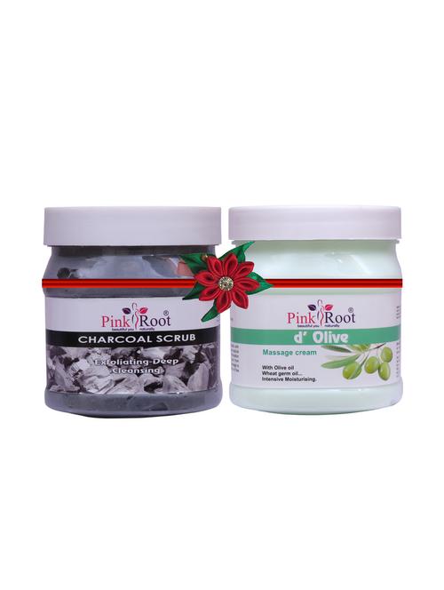 pink root charcoal scrub 500gm with coffee gel scrub 500gm - 17447894 - Very Small Image - 1