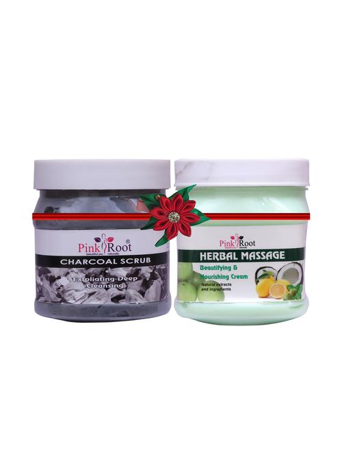 pink root charcoal scrub 500gm with hair repair spa cream 500gm - 17447911 - Very Small Image - 1