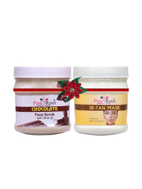 pink root chocolate scrub 500gm with de-tan scrub 500gm - 17447932 - Very Small Image - 1