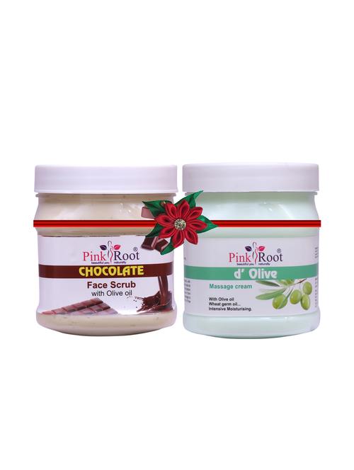 pink root chocolate scrub 500gm with de-tan gel 500gm - 17447934 - Very Small Image - 1