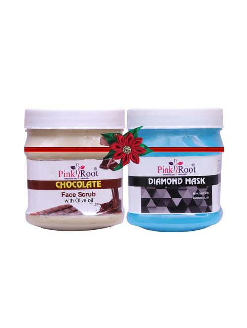 pink root chocolate scrub 500gm with diamond gel 500gm - 17447942 - Very Small Image - 1