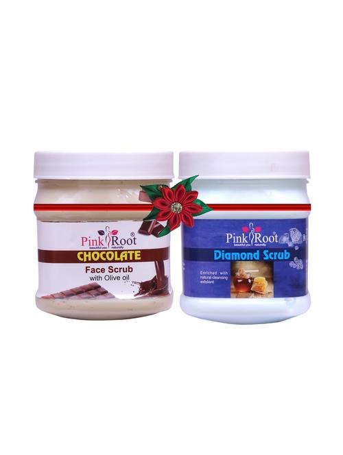 pink root chocolate scrub 500gm with diamond mask 500gm - 17447943 - Very Small Image - 1