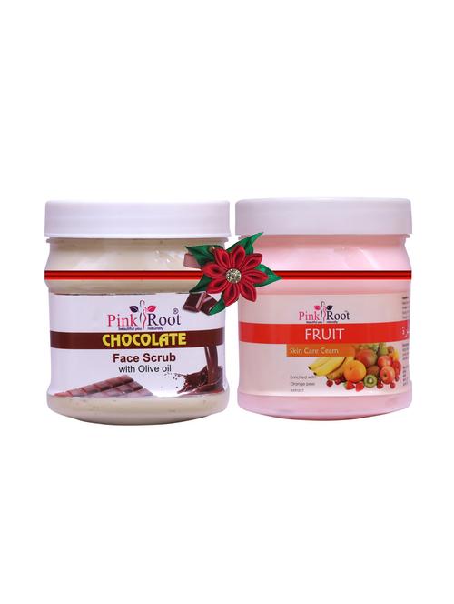 pink root chocolate scrub 500gm with foot spa cream 500gm - 17447946 - Very Small Image - 1