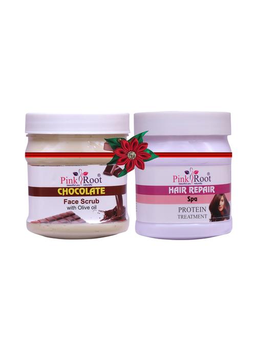 pink root chocolate scrub 500gm with green lemon scrub 500gm - 17447952 - Very Small Image - 1