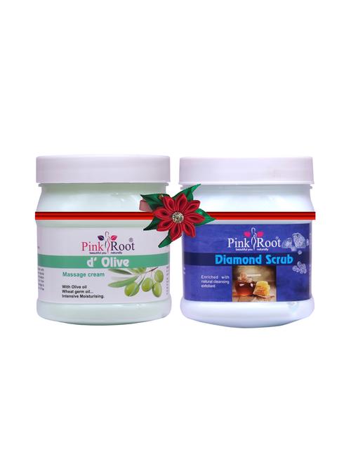 pink root d olive cream 500gm with de-tan scrub 500gm - 17448041 - Very Small Image - 1