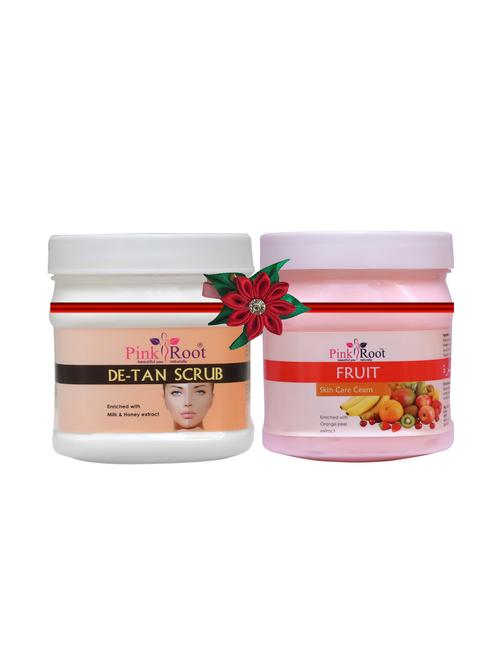 pink root de-tan scrub 500gm with foot spa cream 500gm - 17448082 - Very Small Image - 1