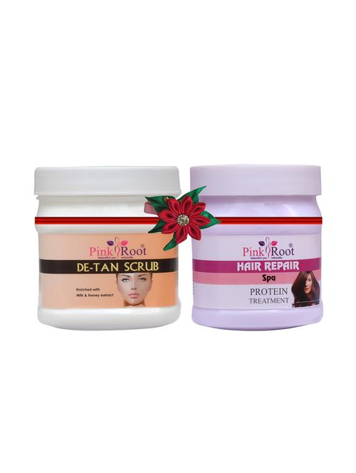 pink root de-tan scrub 500gm with green lemon scrub 500gm - 17448088 - Very Small Image - 1
